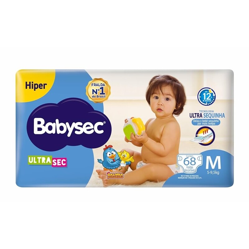 Babysec Fraldas Descartáveis Ultrasec Galinha Pintadinha 72 Unidades Tamanho M 5 - 9 5 Kg Babysec Azul M
