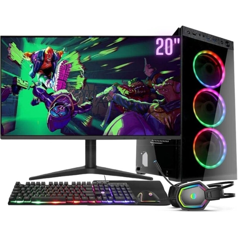 Computador Gamer Completo RGB Intel Core i5 8GB HD 1TB Kit Gamer com Headset Monitor 20" Windows 10 3green Pr