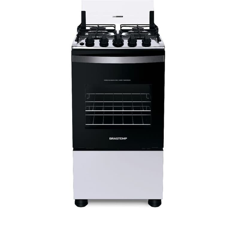 Fogão Brastemp 4 Bocas Branco com Duas Prateleiras com Alturas Ajustáveis - BFO4NBB - Bivolt