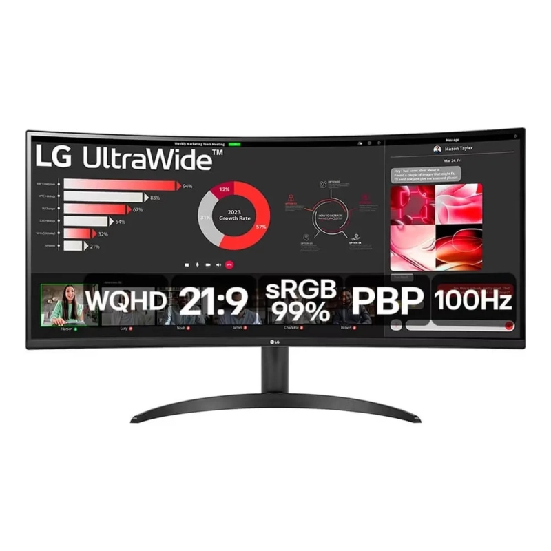 Monitor LG UltraWide Curvo VA 34” WQHD 21:9 sRGB 99% HDR10 - 34WR50QC-B