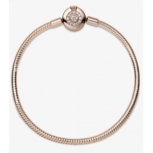 Bracelete Pandora Coroa Em Brilhante e Ouro Rose