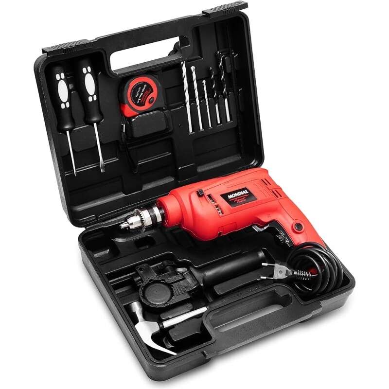 Furadeira de Impacto com Maleta Mondial Vermelho 650W 110V - NFFI-07M