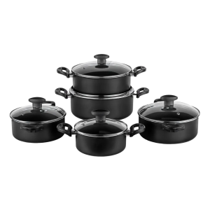 Jogo De Panelas 5 Pcs Antiaderente Tampa De Vidro