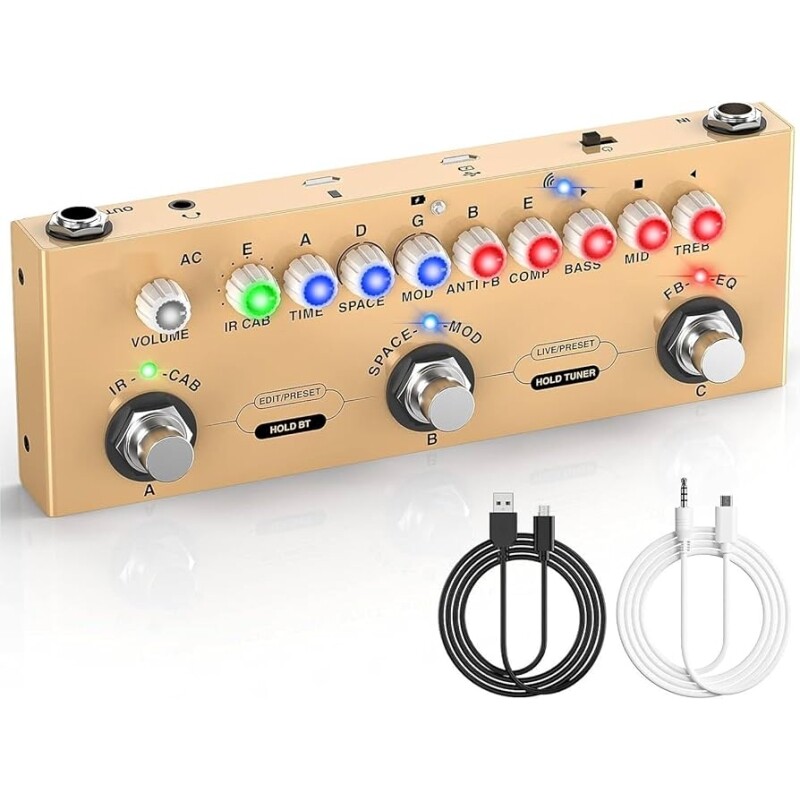 Pedal de Efeito de Guitarra Acústica M-Vave Cube Baby Multifuncional