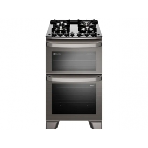 Fogão 4 Bocas Electrolux Prata Mesa de Vidro Duplo Forno com Timer FE4DC