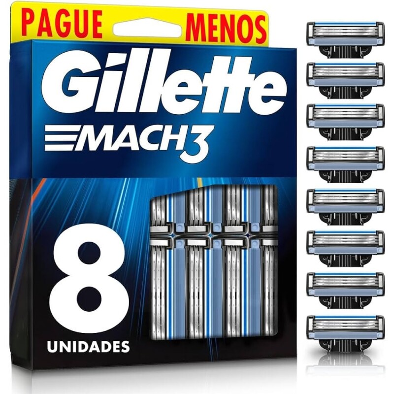 Gillette Mach3 - Carga para Aparelho de Barbear Leve 8 Pague 6 (o pacote pode variar)