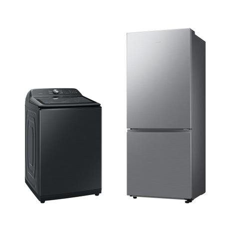 Lavadora Smart Digital Inverter WA23B Black 23kg 220V + Geladeira Samsung BMF RB50DG6020S9BZ SmartThings 462L Inox Look