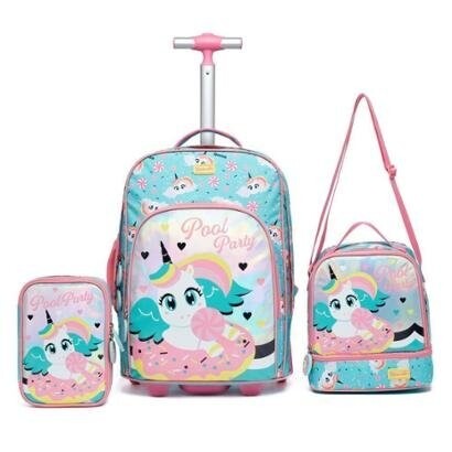 Kit Mochila De Rodinhas Spector + Lancheira Térmica + Estojo Infantil Reforçada