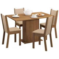 Conjunto Sala de Jantar Madesa Talita Mesa Tampo de Madeira com 4 Cadeiras