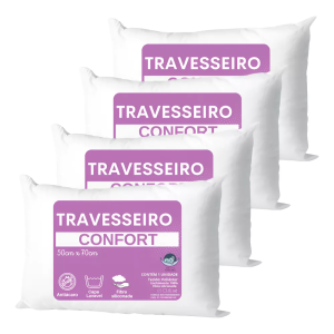 Kit Travesseiros 50x70 Lavável 4 Unidades Fibra Siliconada