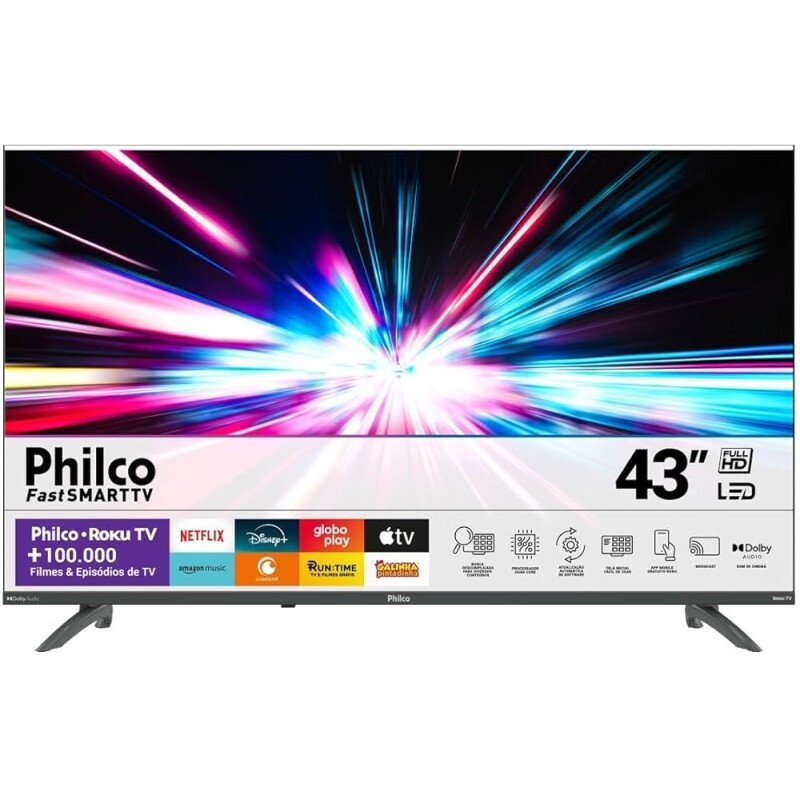 Smart TV Philco 43 Roku Led Dolby Áudio Space Gray PTV43VA4REGB Bivolt