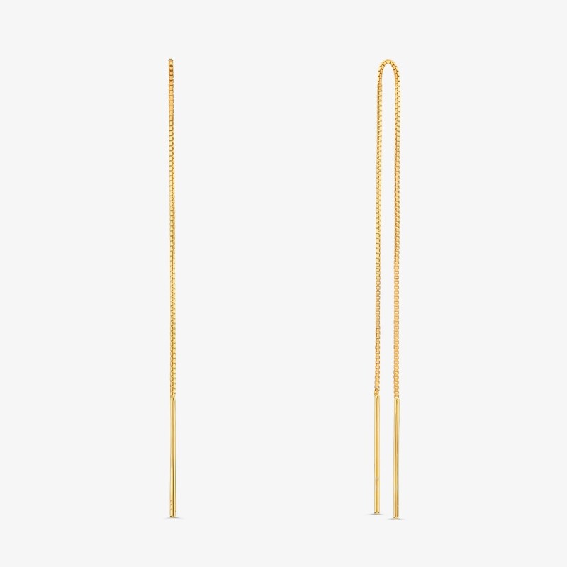 Brinco Longo em Prata 925 com Banho de Ouro Amarelo 18K