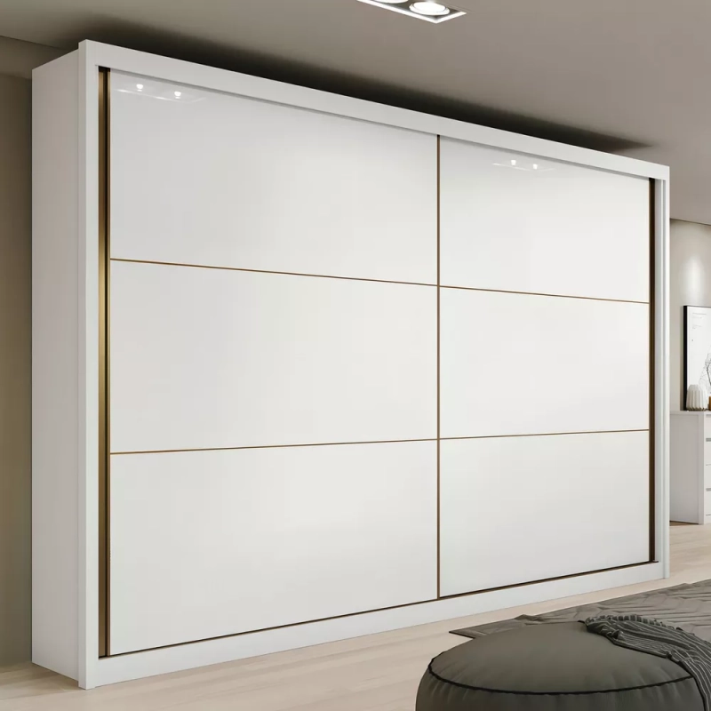 Guarda-roupa Móveis Lopas Toronto Plus cor branco de mdf com 2 portas corrediças