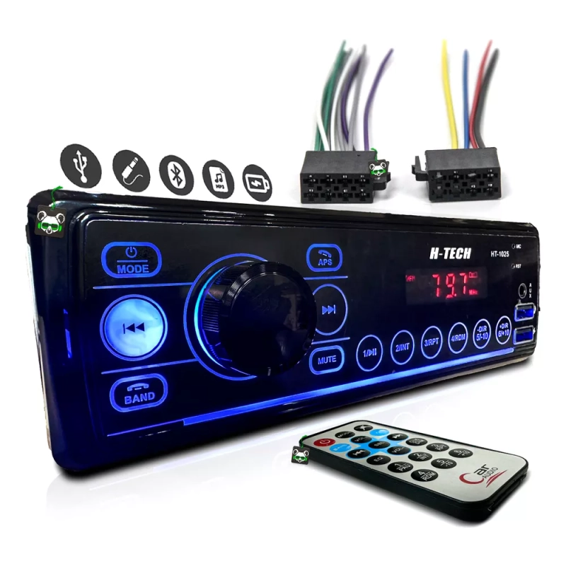 Rádio Som Automotivo H-Tech Mp3 Bluetooth 2 Usb's Aux Pen Drive - HT-1025