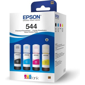 Kit de Garrafas de Tinta Original Epson EcoTank T544 - Magenta Amarelo Ciano Preto