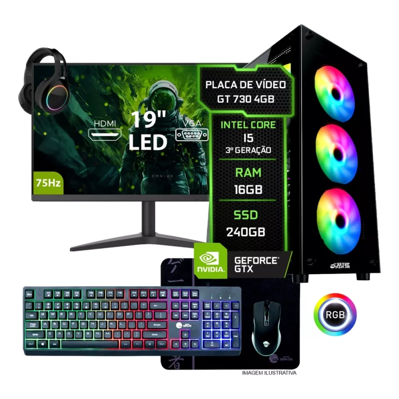 Pc Gamer Completo I5 16gb Ssd 240gb Placa Vídeo 4gb