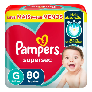 Pampers supersec pacote de fraldas tamanho g com 80 unidades