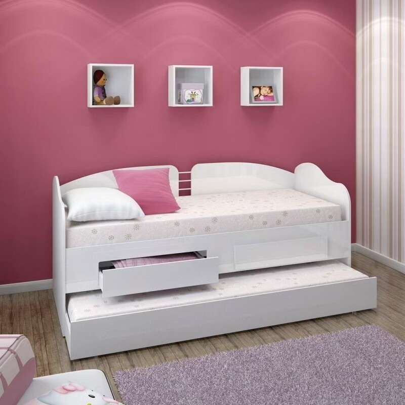 Sofá Cama Solteiro Ditália Cama Auxiliar 2 Gav CM-08 Branco