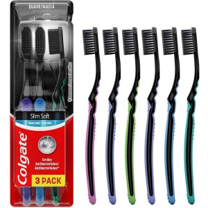 Escova de Dente Colgate Slim Soft Black Com Infusão de Carvão 6 unid