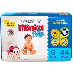 Fralda Mega Tamanho Grande Sem Gênero (g) 44 Unidades Turma Da Mônica