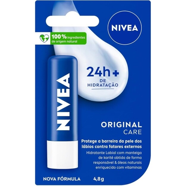 NIVEA Hidratante Labial Original Care - Com Manteiga de Karité & Pantenol hidrata por 12 horas oferecendo proteção e