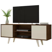 Rack Madetec Lisboa com 136cm de Largura para TV de Até 50 Polegadas - Off White/Savana