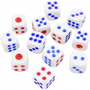 Dados 6 Lados 12 Peças Western Multicor Pacote de 1
