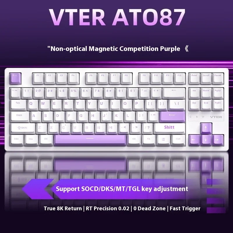 VTER ATO87 com fio esports teclado mecânico de eixo magnético 8K personalizável Rgb hot swappable Rt0.02 esports desi