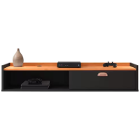 Rack Suspenso Tv 1.20 Home Decor 1 Porta Puxador Concha Nicho Decorativo Organizador Sala Quarto - Preto/Cinamomo - RPM Móveis - Preto