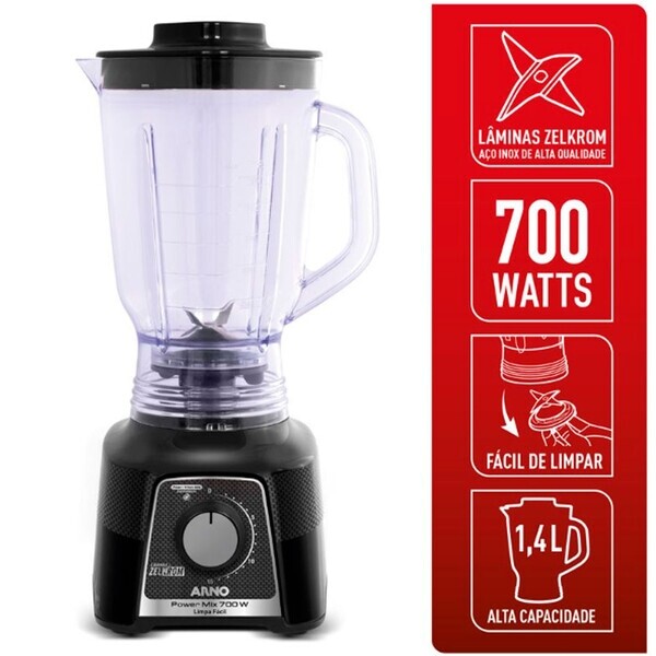 Liquidificador Arno Power Mix Limpa Fácil Lq33 700w Preto 127v