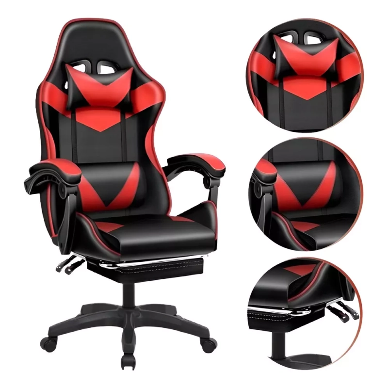 Cadeira Gamer Premium Escritório Giratória 360º Reclinável Cor Vermelho
