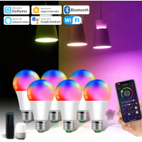 Kit 5 Lâmpadas Inteligente Atcomm 12W Compatível com Alexa e Google Nest