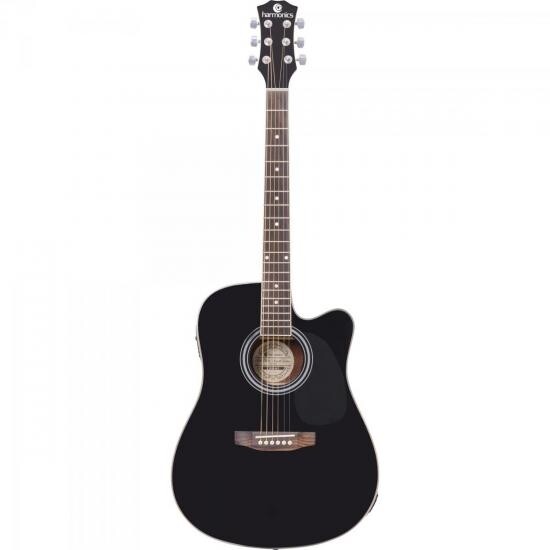 - Violão Harmonics GE-30 Eletroacústico Aço Folk Preto