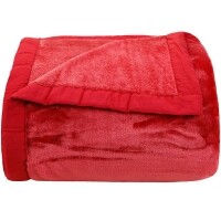 Cobertor Casal Flannel Colors Azul Com Borda Em Percal - Casa & Conforto