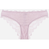 Calcinha Biquíni em Renda Rústica Floral Lilás Pastel