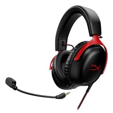 Headset Gamer HyperX Cloud III DTS Drivers 53mm USB PC PS5 PS4 XBOX Series xis Xbox One Nintendo Switch Mobile Preto e Vermelho - 727A9AA