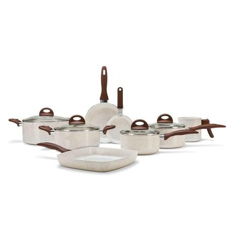 Jogo de Panelas Brinox Antiaderente Ceramic Life 8 Peças Smart Plus Vanilla
