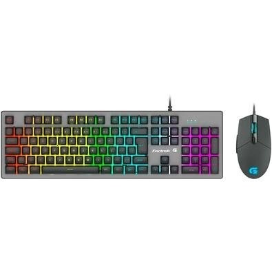 Kit Gamer Fortrek Ranger Grafite - Teclado LED Rainbow ABNT2 + Mouse - 70551