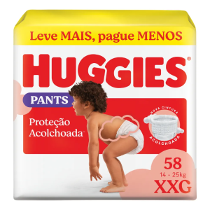 Fralda Huggies Pants Roupinha Proteção Acolchoada XXG - 58 Unidades