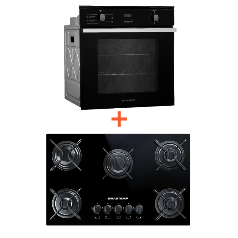 Cooktop 5 bocas  + Forno de embutir elétrico  84 litros (BDD75AE + BOC84AE) BDD7_BOC8_CJ -  Ofi
