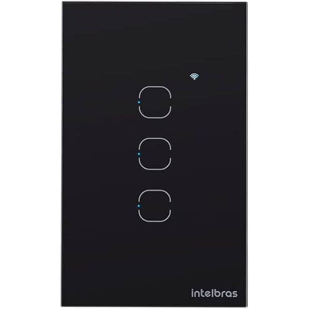 Interruptor Touch Inteligente Compatível Com Alexa Com 3 Teclas EWS 1003 Preto Intelbras