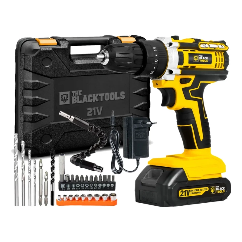 Parafusadeira E Furadeira Impacto The Black Tools 21v 127/220v - Tb-21pw