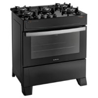 Fogão Atlas 5 Bocas Preto Atenas Glass com Acendimento Automático - Bivolt