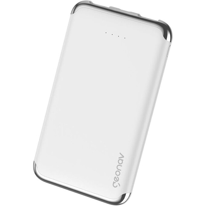 Geonav Power Bank Carregador Portátil Universal 6.000mAh 2 portas USB 2.1A Led Indicador de bateria PB6kWT Branco