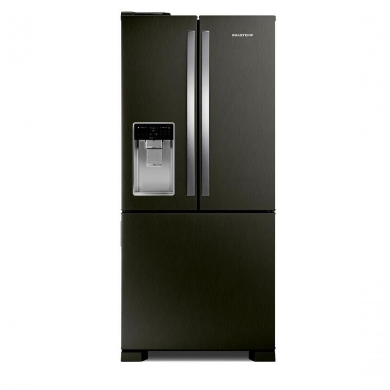 Geladeira Brastemp Frost Free French Door Água e Gelo Na Porta 515 Litros Black Inox BRH85AE