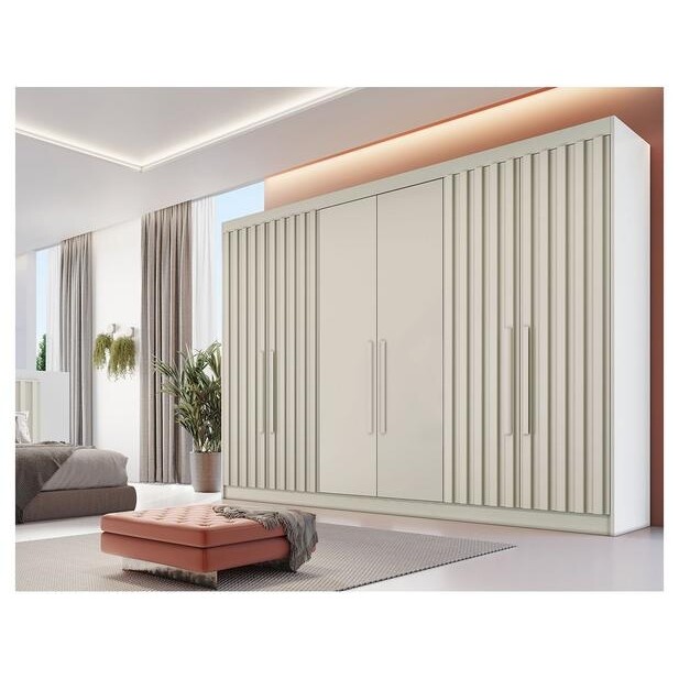 Guarda-roupa Casal 6 Portas 6 Gavetas Móveis Europa Ripado Potente