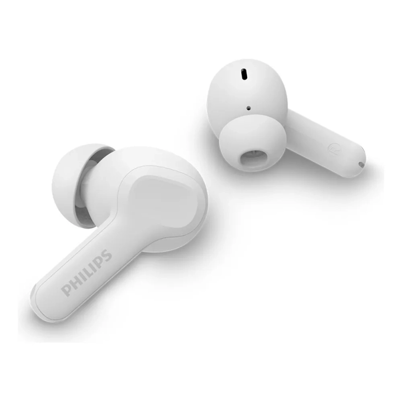 Fone de ouvido sem fio TWS Philips TAT1109WT/00 na cor branca com bluetooth microfone tecnologia IPX4