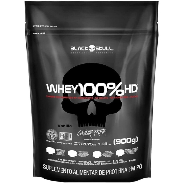 Whey 100% Hd - 900G Refil Baunilha Black Skull