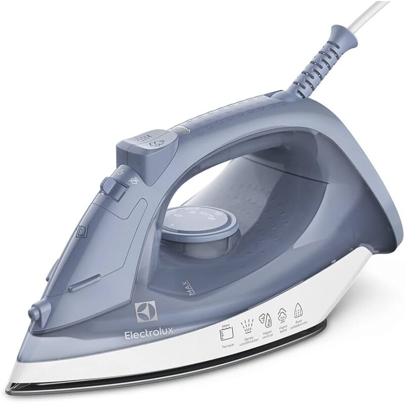 Ferro de passar seco e vapor Electrolux base antiaderente vapor vertical extra 1200W cabo 135m azul ESI10 127v
