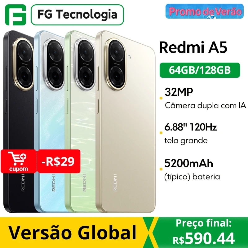 Xiaomi Redmi A5 sem nfc 6.88 "120hz display 32mp câmera 5200mah